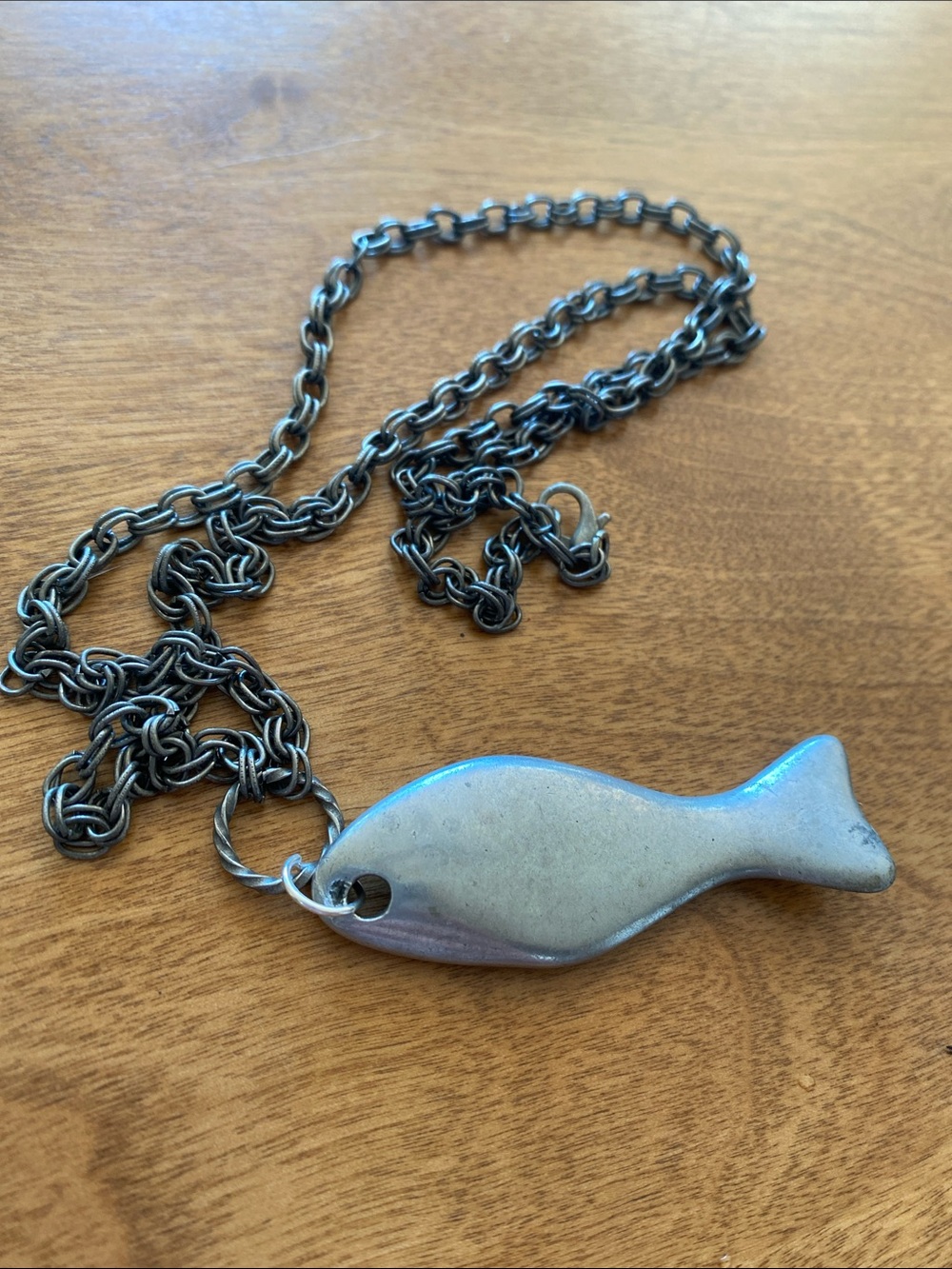 Vintage Silver Fish Pendant Necklace
